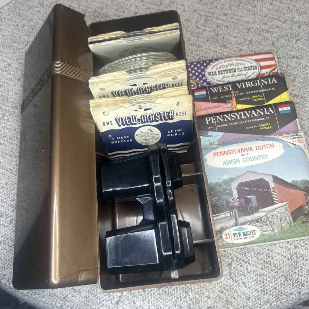 Vintage Sawyer's View Master 34 Reels (loose) & 12 In Pkg, Case Viewmaster 1953